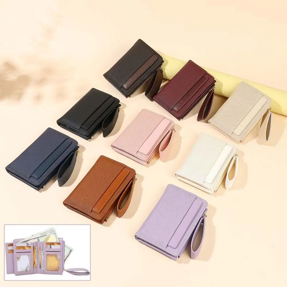 

Light Luxury Pocket Purse Wallet Multifunction PU Leather Cash Purse Bag Card Holder Foldable Two-fold Short Wallets Gifts