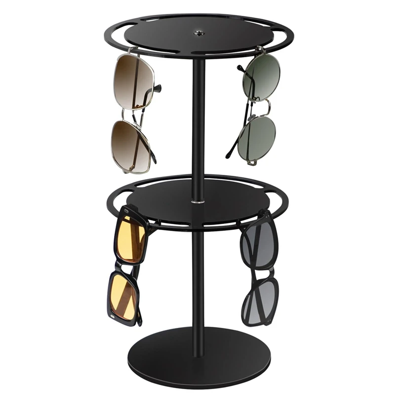 Óculos acrílicos Display Stand Suporte para óculos de sol Cremalheira de armazenamento para cômoda de mesa Fácil de instalar 360 ° Rotativo