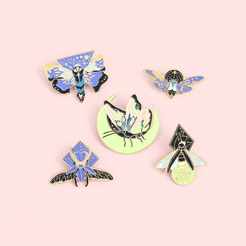 Butterfly Series Enamel Pins Insect Flying Moth Brooch Moon Phase Moth SHE/HER Backpack Badge Accessories Gifts Jewelry