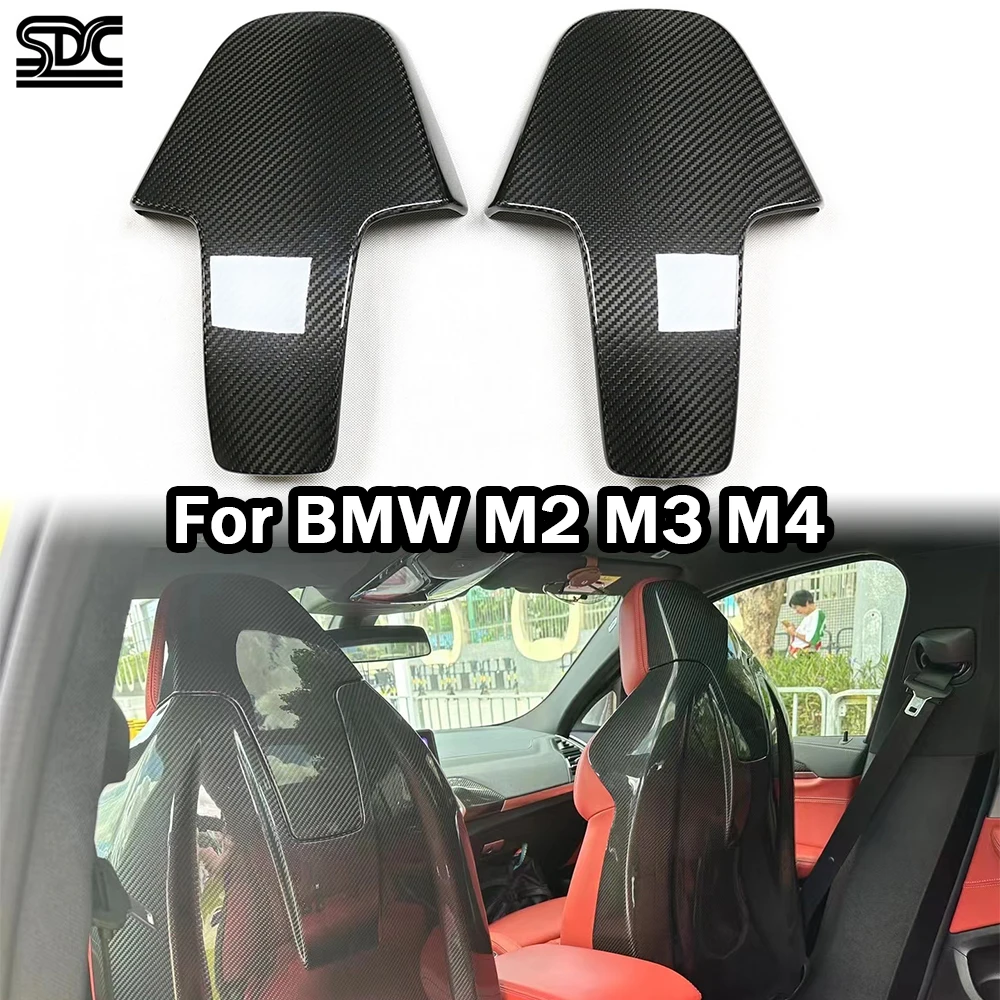 

M3 M4 Dry Carbon Fiber Headrest Cover For BMW M2 G87 M3 G80 M4 G82 Competition Prepreg Dry Carbon Fibre Seat Back Covers 2 PCS
