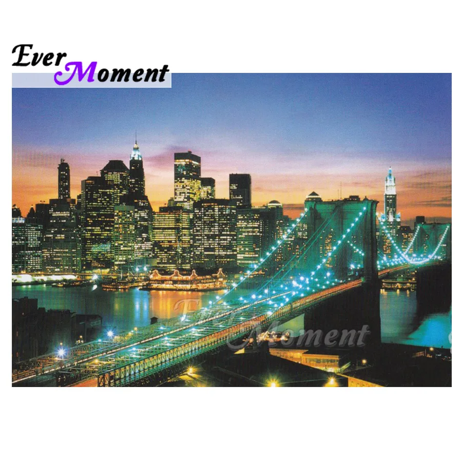 Ever Moment Diamond Painting Picture of Rhinestone New York Skyline Handmade Full Square Drill Diamond Embroidery Decor ASF1713