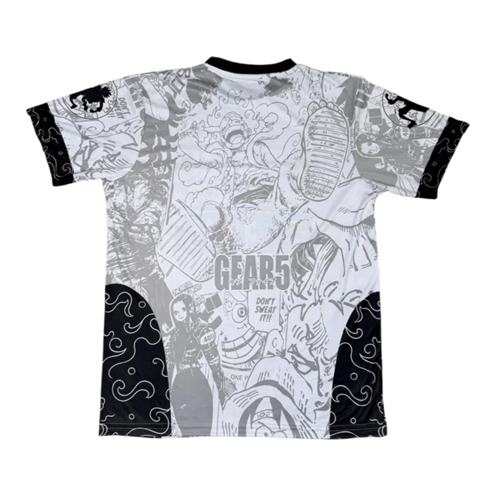 One Piece Luffy Gear 5 Manga Print Football Jersey Breathable Short Sleeve T‑Shirt Japan Anime Sports Tee Casual Top For Fan