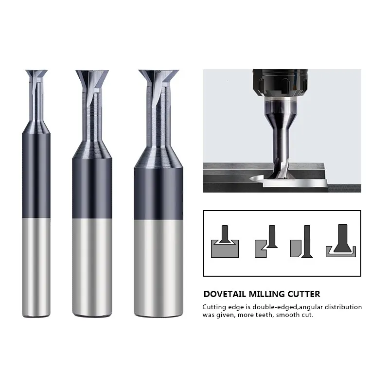 Dovetail Milling Cutter 45/60 Degrees T Slotting Milling Bit 1.5-16mm Carbide End Mill Metal Machining Milling Tool