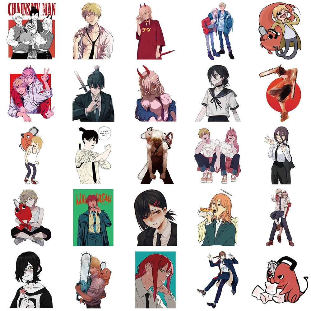 10/30/50pcs Power Chainsaw Man Cartoon Stickers Pochita Denji Anime Sticker Skateboard Motorcycle Laptop Makima Decals