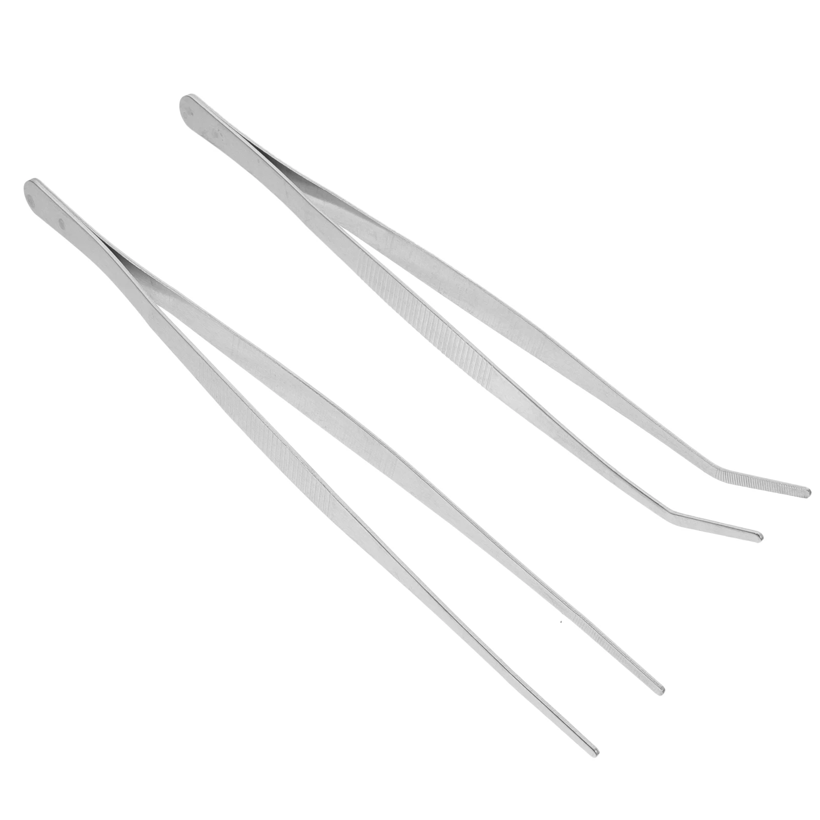 

2pcs StainlessSteel Tweezers 25cm Silver StraightCurved Durable IndustrialTools SnakeFeeding Tongs GarmentDIY MedicalManual Work