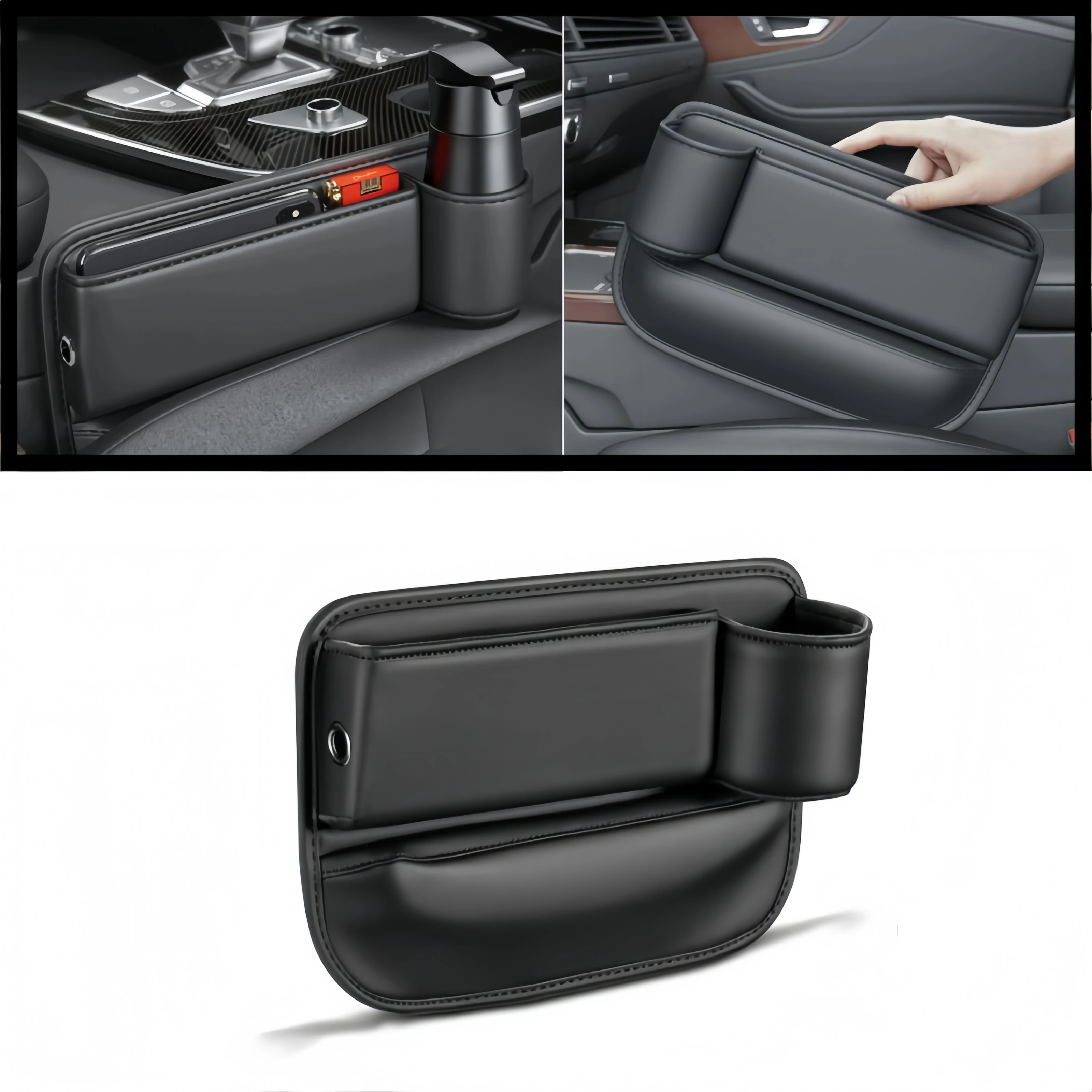 

Car Seat Gap Filler Organizer Multifunctional Storage Box Pocket Console Crevice Leather Holder Cup Phone Key Card Auto Interior