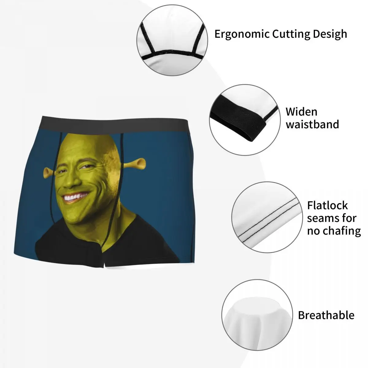 Dwayne The Shrok Johnson Underwear Men Sexy Print Custom The Rock Muscle Man Boxer Shorts Panties Briefs Soft Underpants