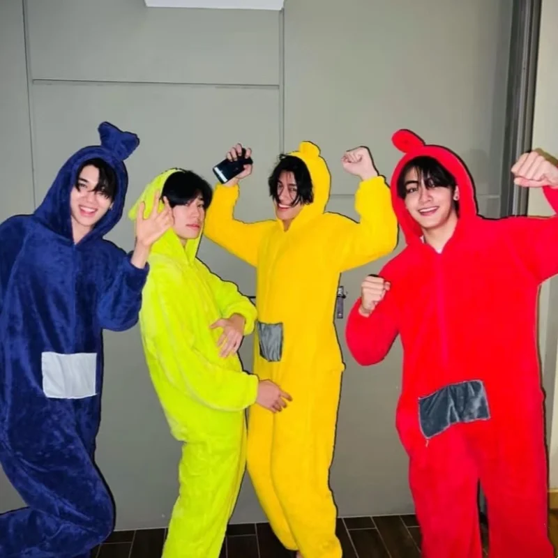MINISO Unisex Teletubbies disfraces Disi Onesies Lala Cosplay pijamas adultos niños pijamas Animal Halloween ropa de dormir mono