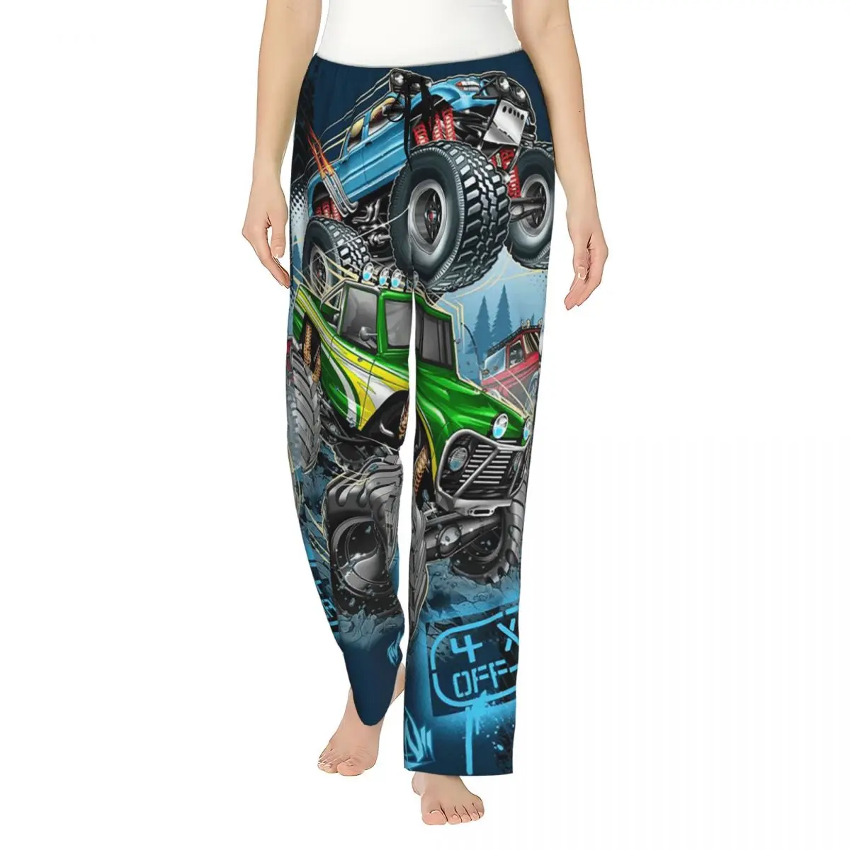 

Custom Classic Monster Jam Truck Pattern Women Pajama Pants Lounge Sleep Sleepwear Bottoms with Pockets