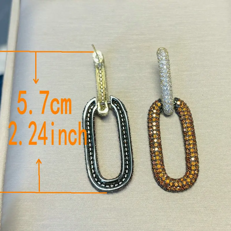 Bilincolor Fashion Orange Cubic Zircon Chain Punk Earring for Women