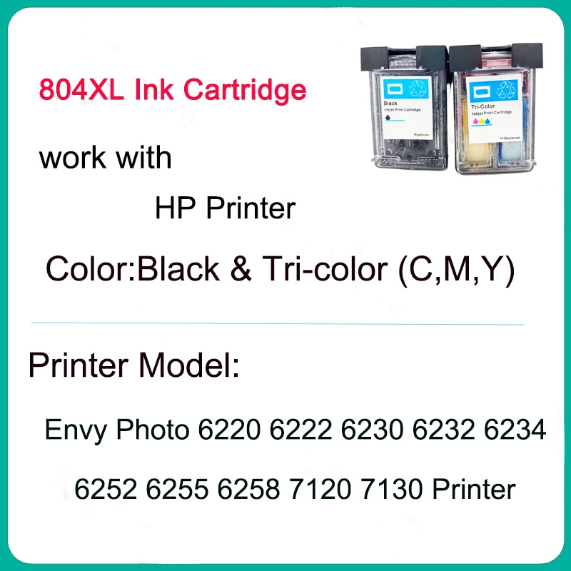 Vilaxh For HP804 804XL 804XXL Refillable Ink Cartridge Envy Photo 6220 6222 6230 6232 6234 6252 6255 6258 7120 7130 Printer