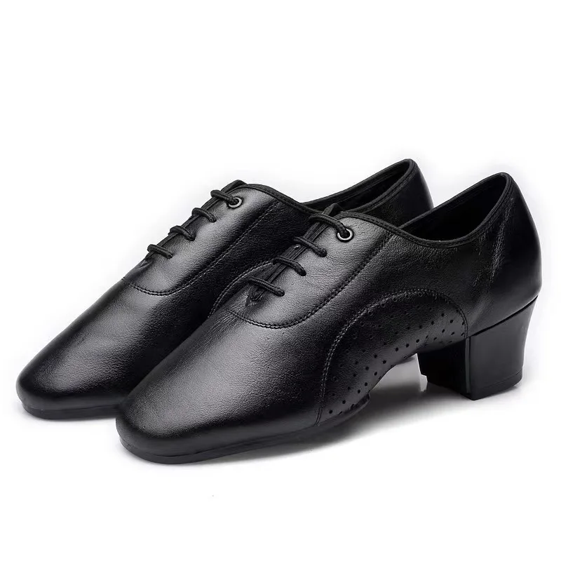 

Dance handkerchief leather two-point indoor soft sole men's social cowhide rubber sole Latin national standard shoe