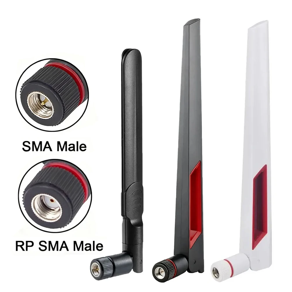 2-PCS High Gain Dual-Band 2.4/5.8GHz WiFi Antenna with RP-SMA & SMA Male Connectors for Router/USB Adapter