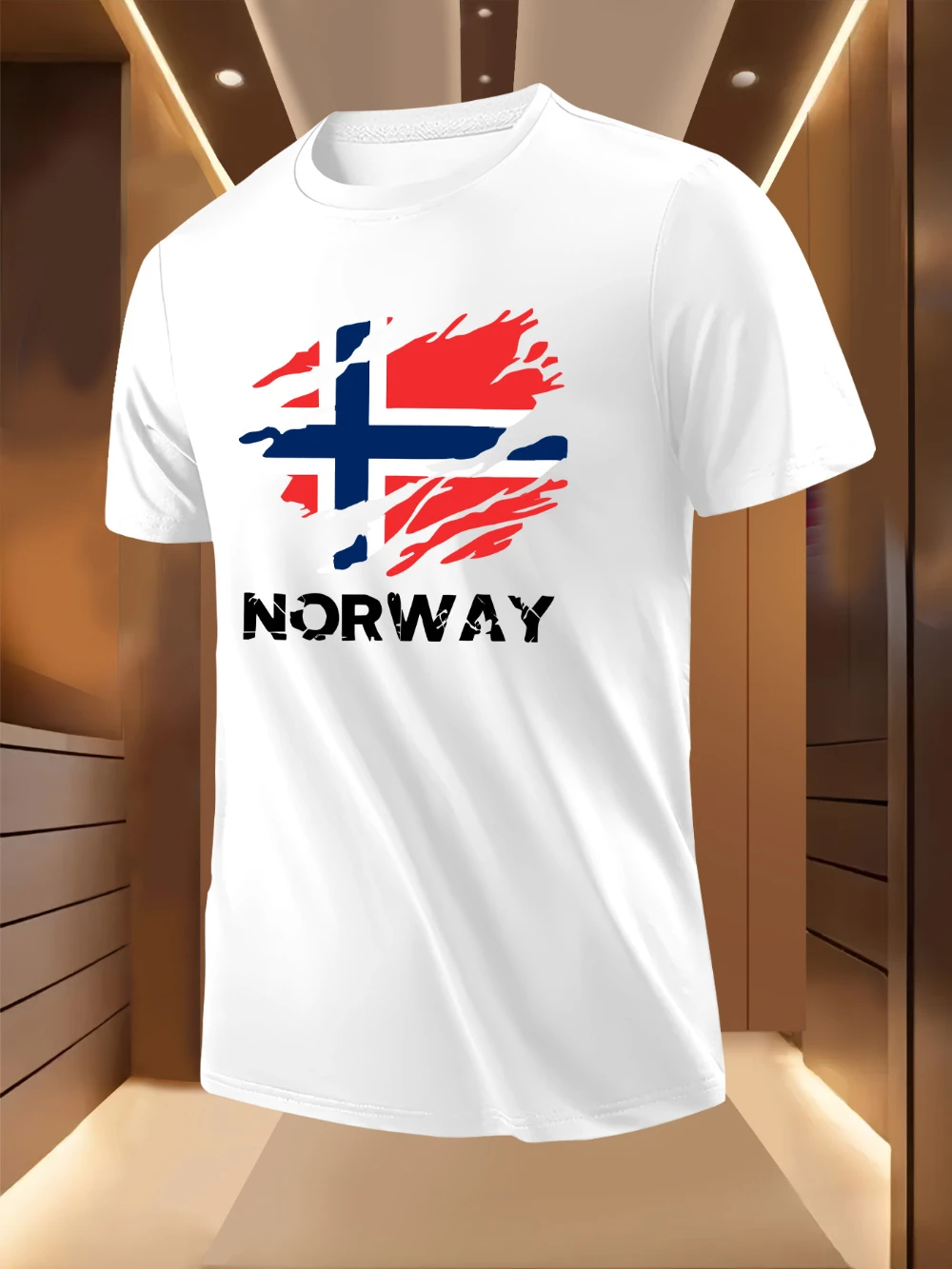 Men'S Norway Graphic T-Shirt Casual Crew Neck Short Sleeve Tee with Bold Norwegian Flag Design Men's T-shirts for Summer