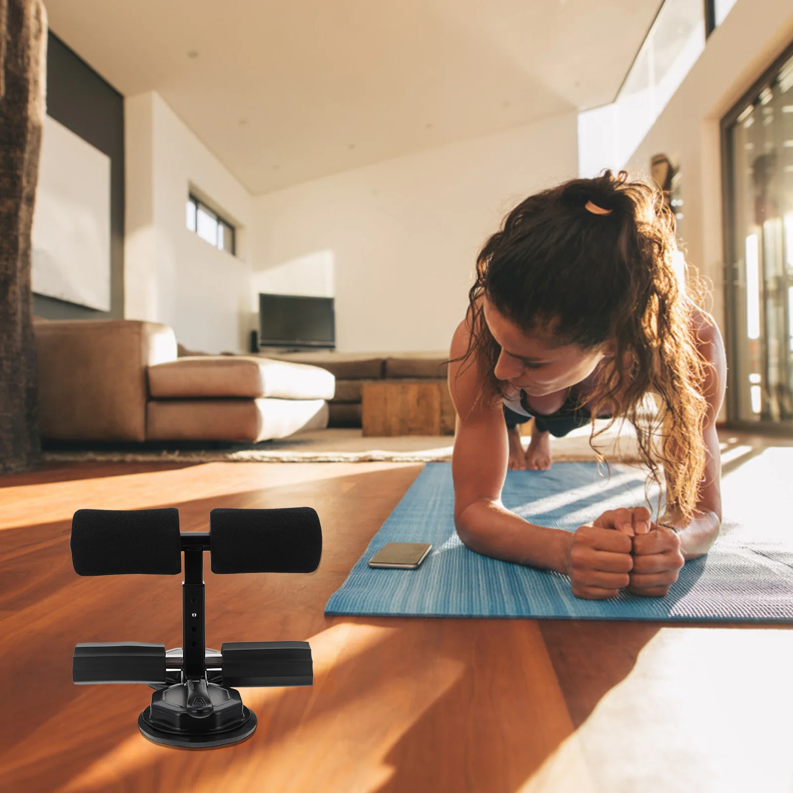 

1 pc Sit Up Assistant Device Dual Suction Cup Adjustable Height For Sit-Ups Push-Ups Flat Support Fitness Tool Abdominal