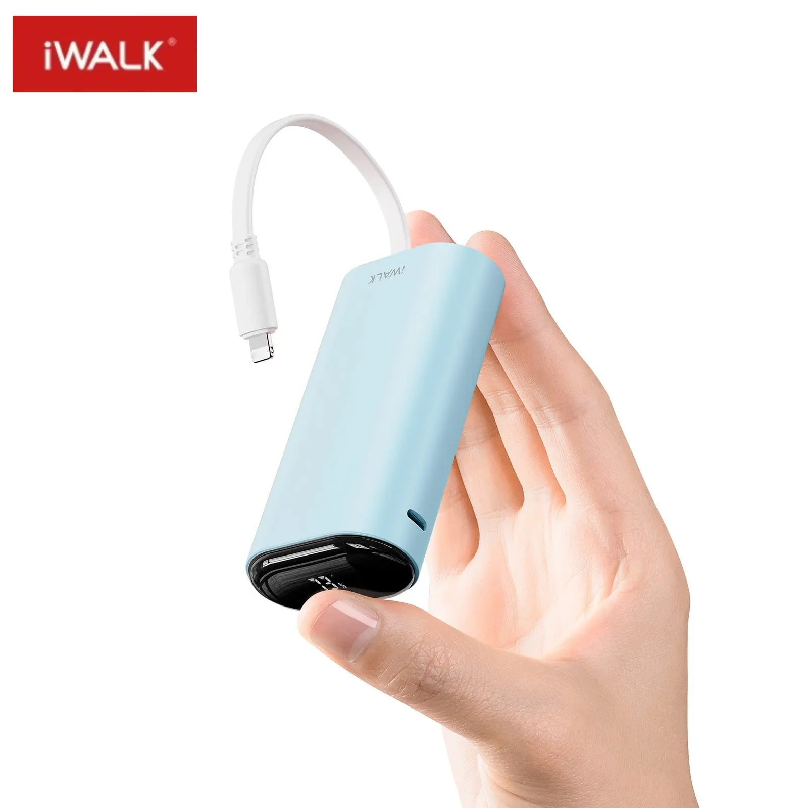 iwalk portable built-in cable large capacity digital display mobile power bank mini suitable for iPhone 12/14 Lightning