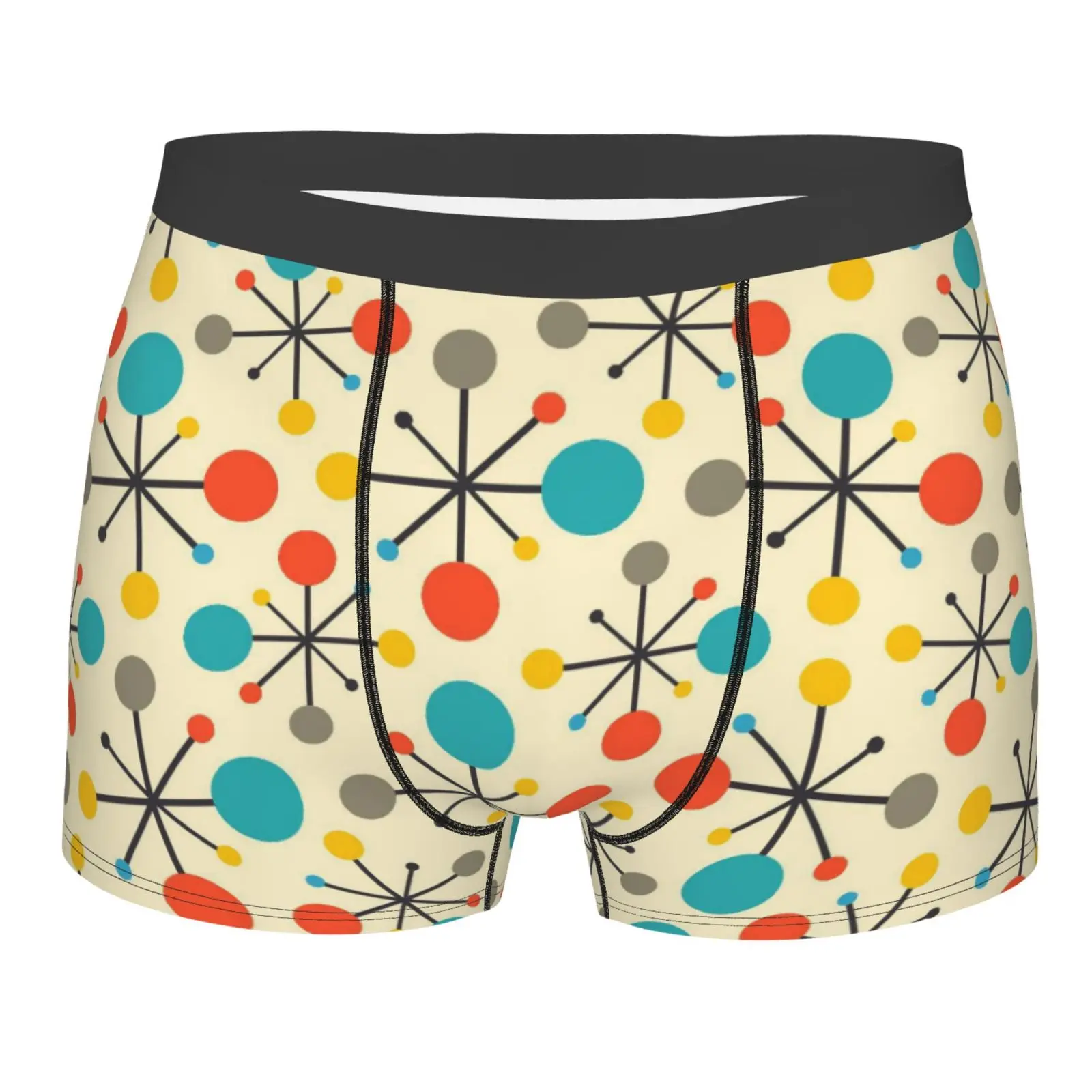 Mid Century Fifties Modern Atomic Retro Print Man's Boxer Briefs Breathable Funny Underwear High Quality Print Shorts Gift Idea