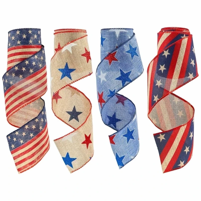 Independence Day Party Supplies Ribbon Outdoor Ornament Decorations Width Ribbon for Various Crafting Projects