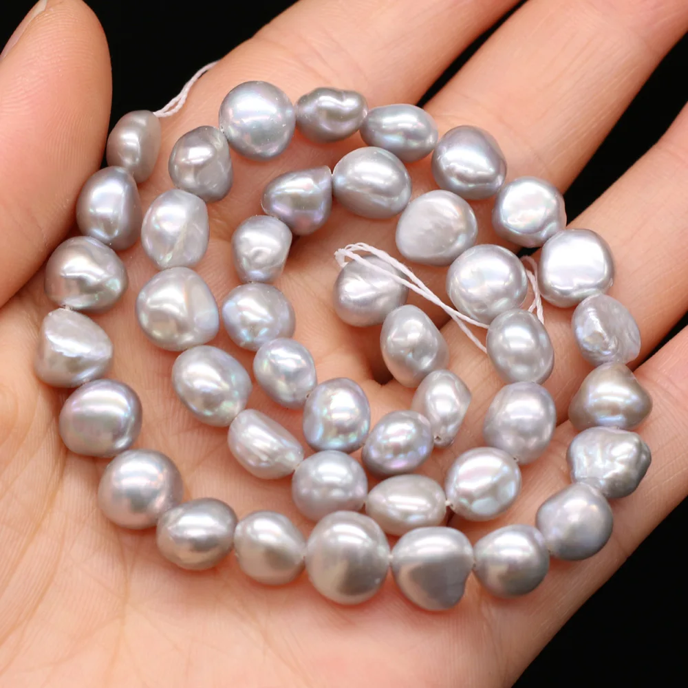 Natural Cross-hole with Two Facets Pearl Gray 8-9mm Loose Spacer Beads for Jewelry Making Supplies DIY Women Necklace Bracelet