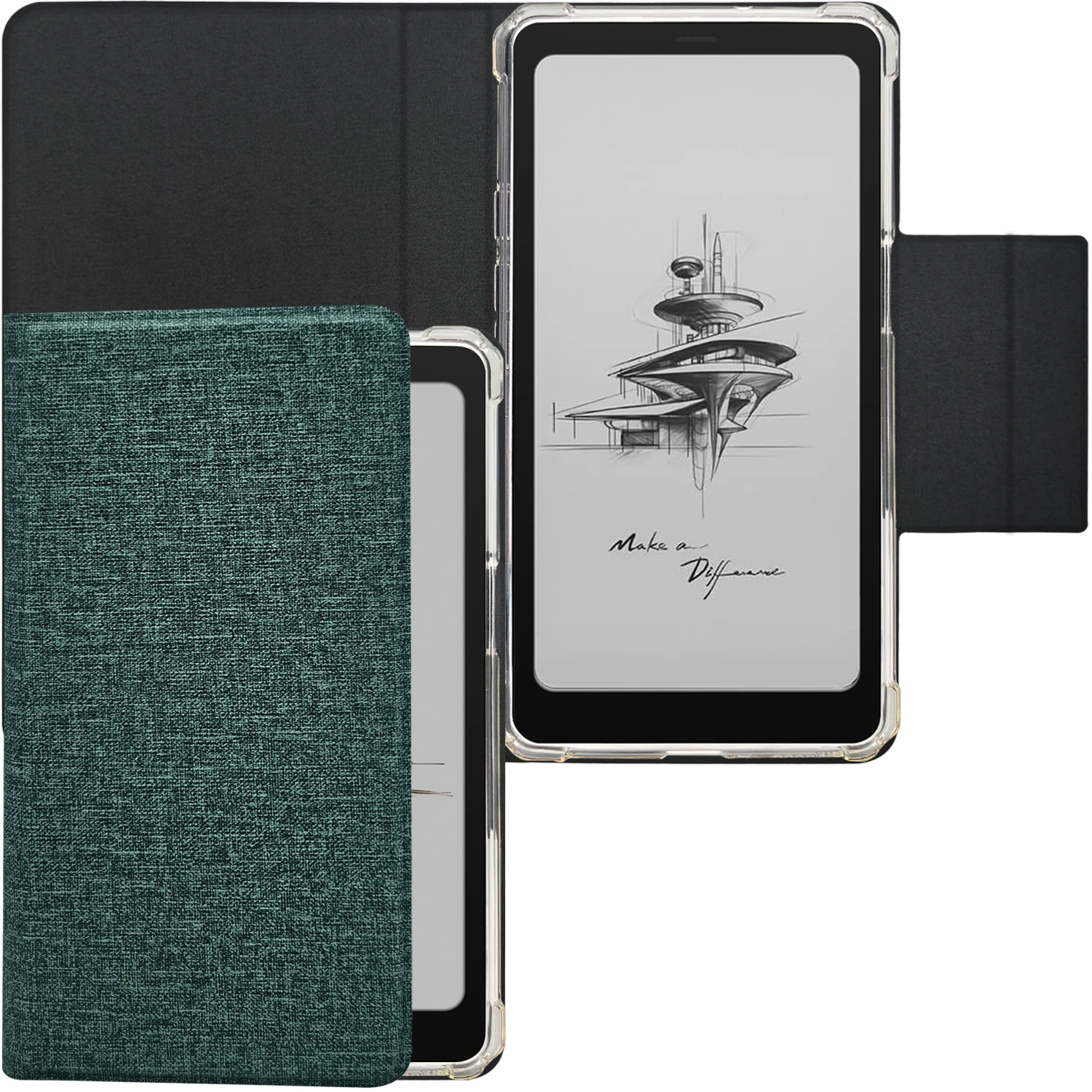 2in1 Detachable Flip Case for Onyx Boox Palma2 (2024 Release) TPU Transparent Cover with Auto Sleep/Wake Magnetic Closure Buckle