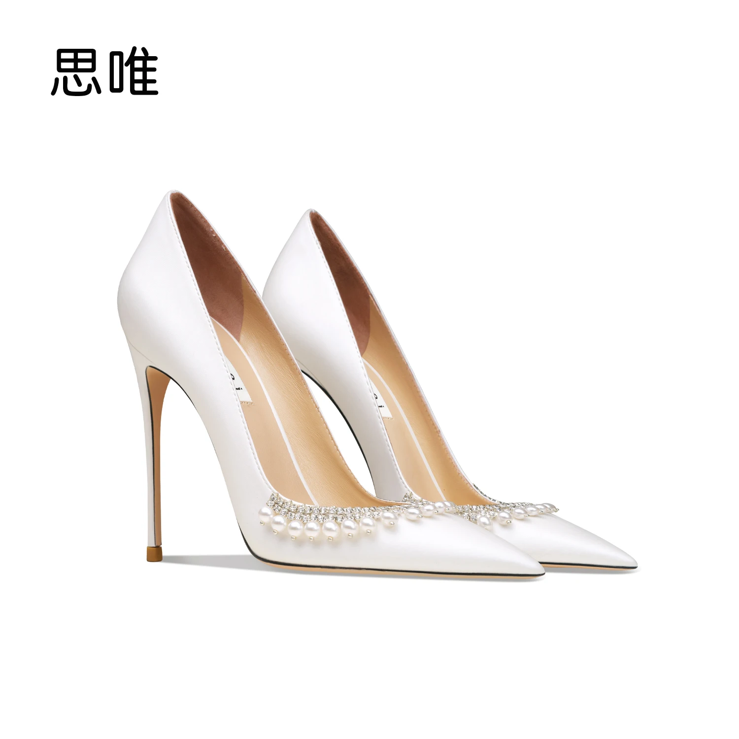 

Woman shoes luxury women's shoes 2024 Leather Pearl Silk Pointed Toe Pumps Stiletto High Heels Shoes For Women Party Shoes 10cm