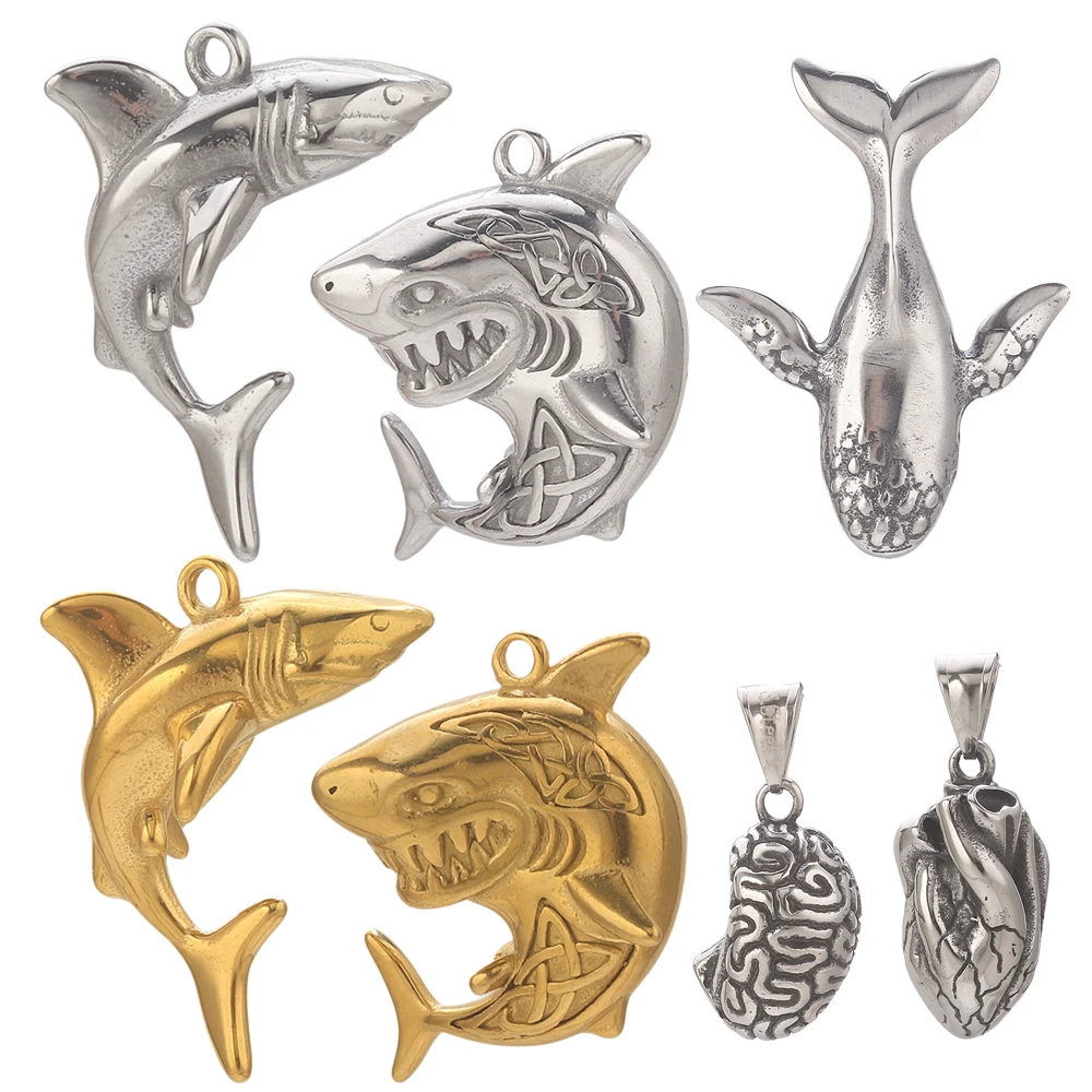 

3D подвески в виде китовой акулы из нержавеющей стали для изготовления ювелирных изделий, подвески в форме сердца, ювелирные изделия, ожерелье, подвески в стиле панк, аксессуары