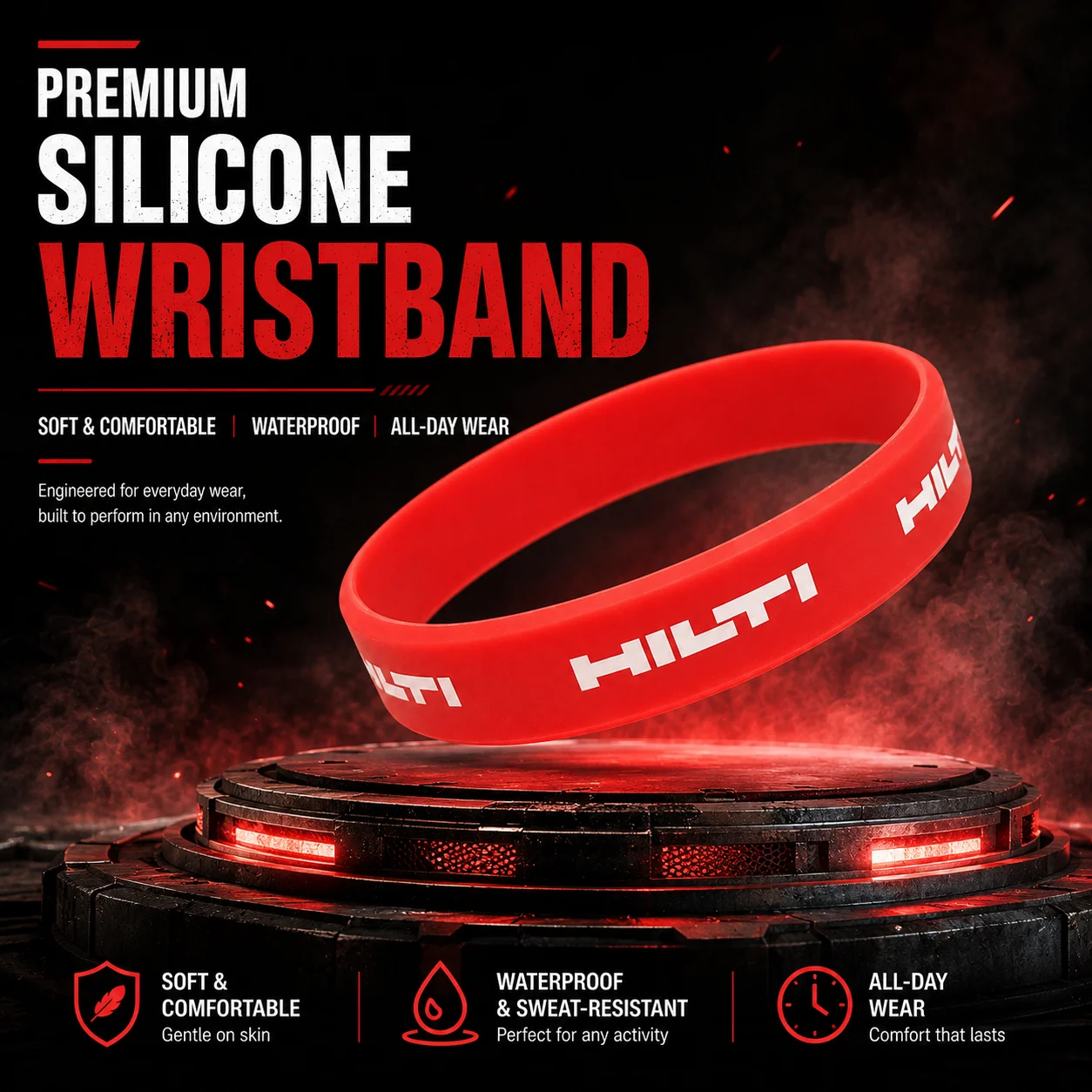 HILTI Rubber Wristband Tool Decoration Basketball Sports Wristband Fitness Rubber Wristband