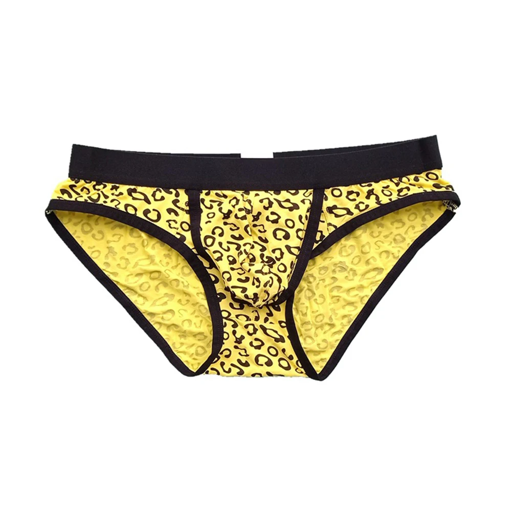 Sexy Briefs For Men Open Front Underwear Sexy Leopard U Convex Pouch Shorts Male Elastic Panties Underpants Lingerie Bikini Slip