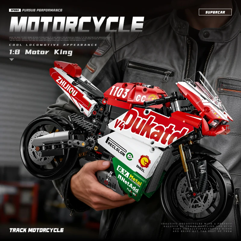 

High Detail Racing Bike Building Blocks Set 1000+PCS ABS Motorcycle Model Toy for Adults Teens