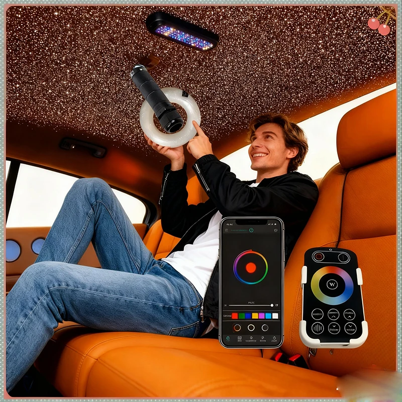 

app fiber lamp SMALL 6W RGBW Car RooM Star Lights LED Optic star ceiling kits 3M Optical fiber RF control Mobile WP Bluetooth