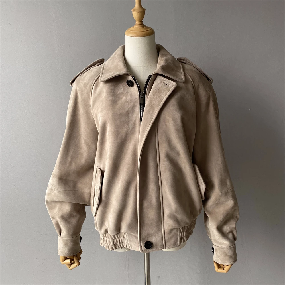 Jxwatcher Damen-Jacke aus echtem Wildleder, Damen, 2025, Herbst-Winter, echter Schaffellmantel, modische Bomberjacken, neue Ankunft