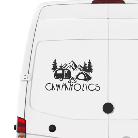 Car Campaholics Mountain Tree Caravan Camp Caravan Sticker Motovan Vinyl Decor Decal Camper Motorhome Caravan Auto Accessories