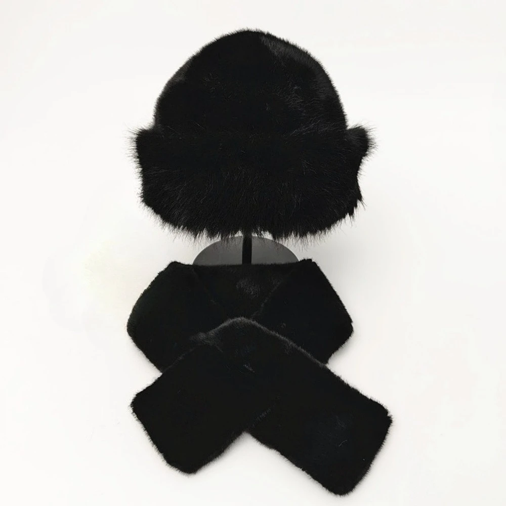 Шляпа из искусственного лисьего меха, комплект шарфов на осень и зиму, теплая защита ушей, рыбацкая шапка, плюшевый комплект из двух предметов