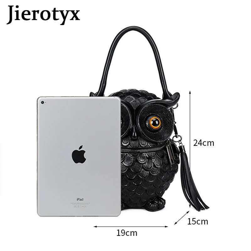 JIEROTYX Vintage komik çaydanlık şekilli çanta kadın Crossbody taş desen deri tek omuz çantaları gotik kişilik siyah