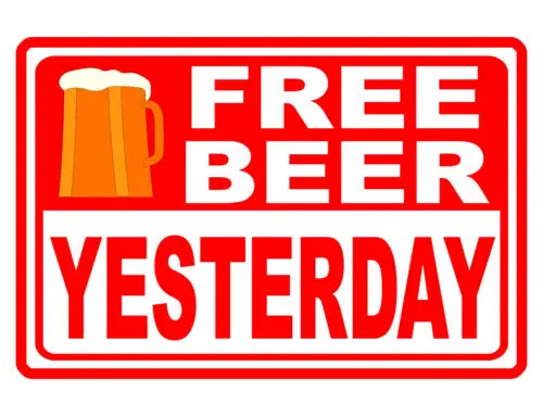 FREE BEER YESTERDAY SIGN Durable Aluminum WEATHER PROOF NO RUST BAR SIGN #318