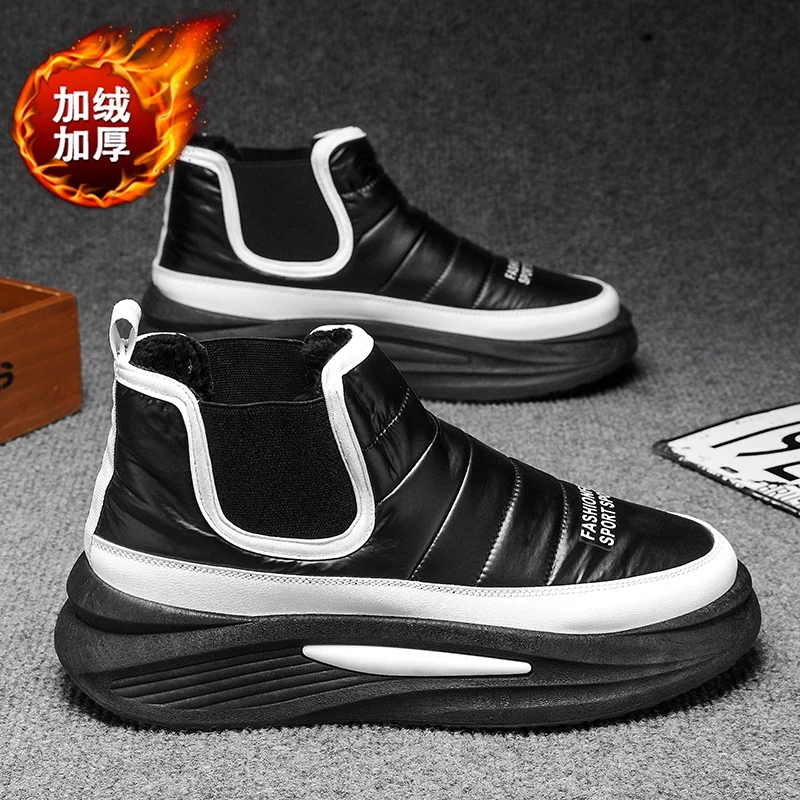 

High-top Warm Men's Boots Fashion Color Matching Casual Snow Boots Comfortable Waterproof Non-slip Outdoor Sports Cotton Shoes