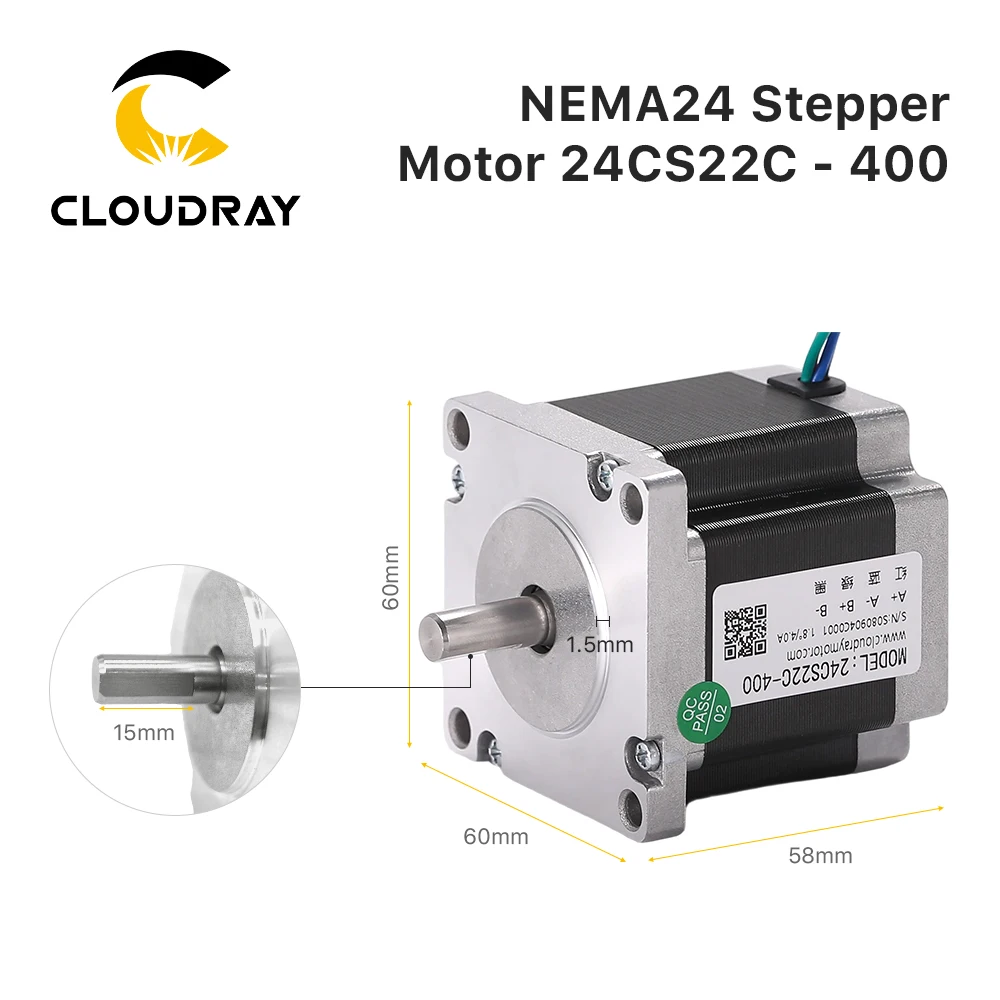 Silnik krokowy Nema 24 z 60mm 2 fazy 2.2N.m 4A silnik krokowy 4-kabel przewodzący dla 3D drukarki CNC maszyna grawerująca — zdjęcie 4