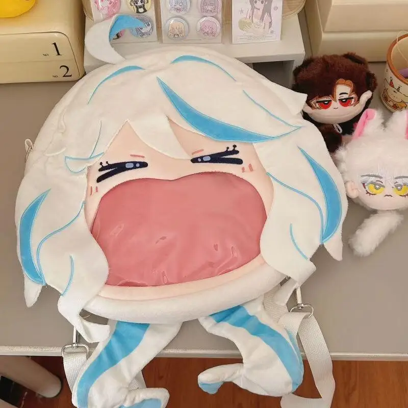 Mihoyo Genshin Impact Furina Pvc Plush Cute Itabag Layer Zipper Buckle Large Capacity Backpack Crossbody Bag Women Men Game Fans - Image 2