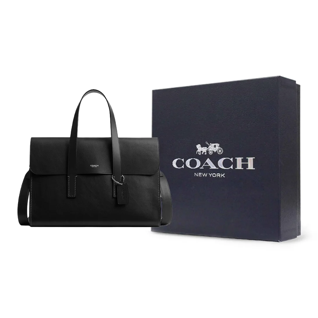 COACH Cow Leather One Shoulder Crossbody Handheld Briefcase Large Men's Black CCB55-BLK