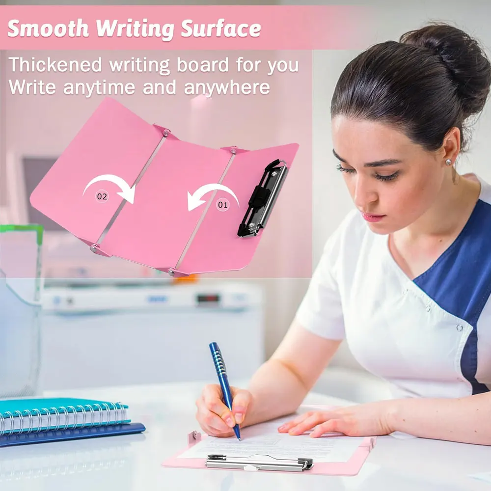 1PC Nursing Clipboard, Foldable, Triple-Layer Aluminum, Nurse Board with Low Profile Clip and Pen Clip Pocket.