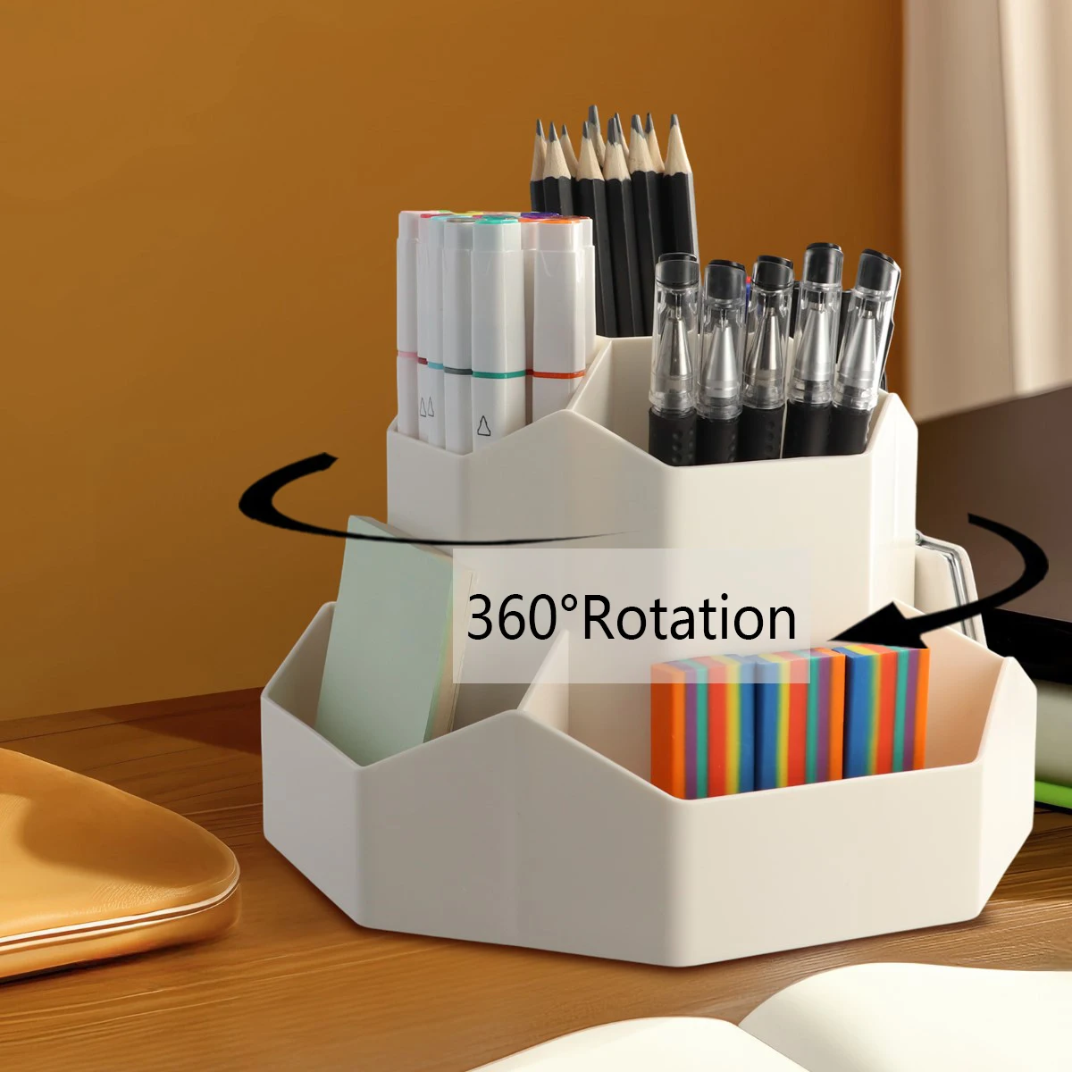 

Вращающийся на 360 ° держатель для кистей для макияжа, органайзер с 9 отделениями для кистей для макияжа, органайзер для макияжа для туалетного столика, косметики, лака для ногтей