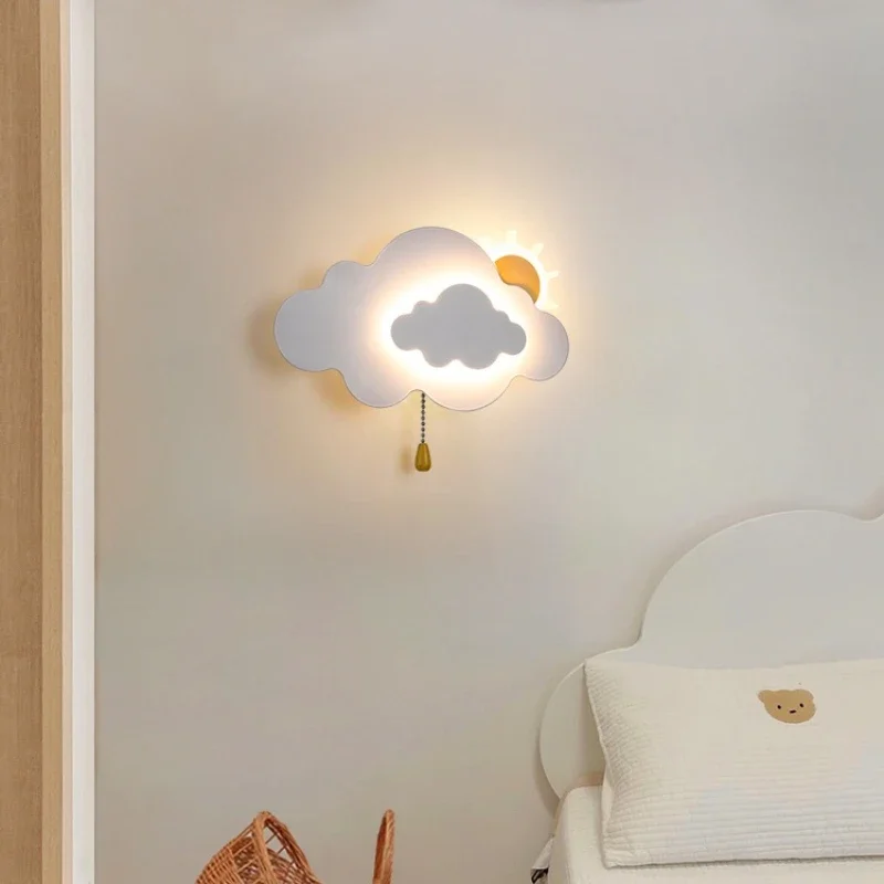 Imagem -05 - Lâmpada de Parede de Abajur Acrílico para Decoração Sconce Light Cloud e Sun Design Iluminação Led para Quarto de Criança Abajur com Interruptor