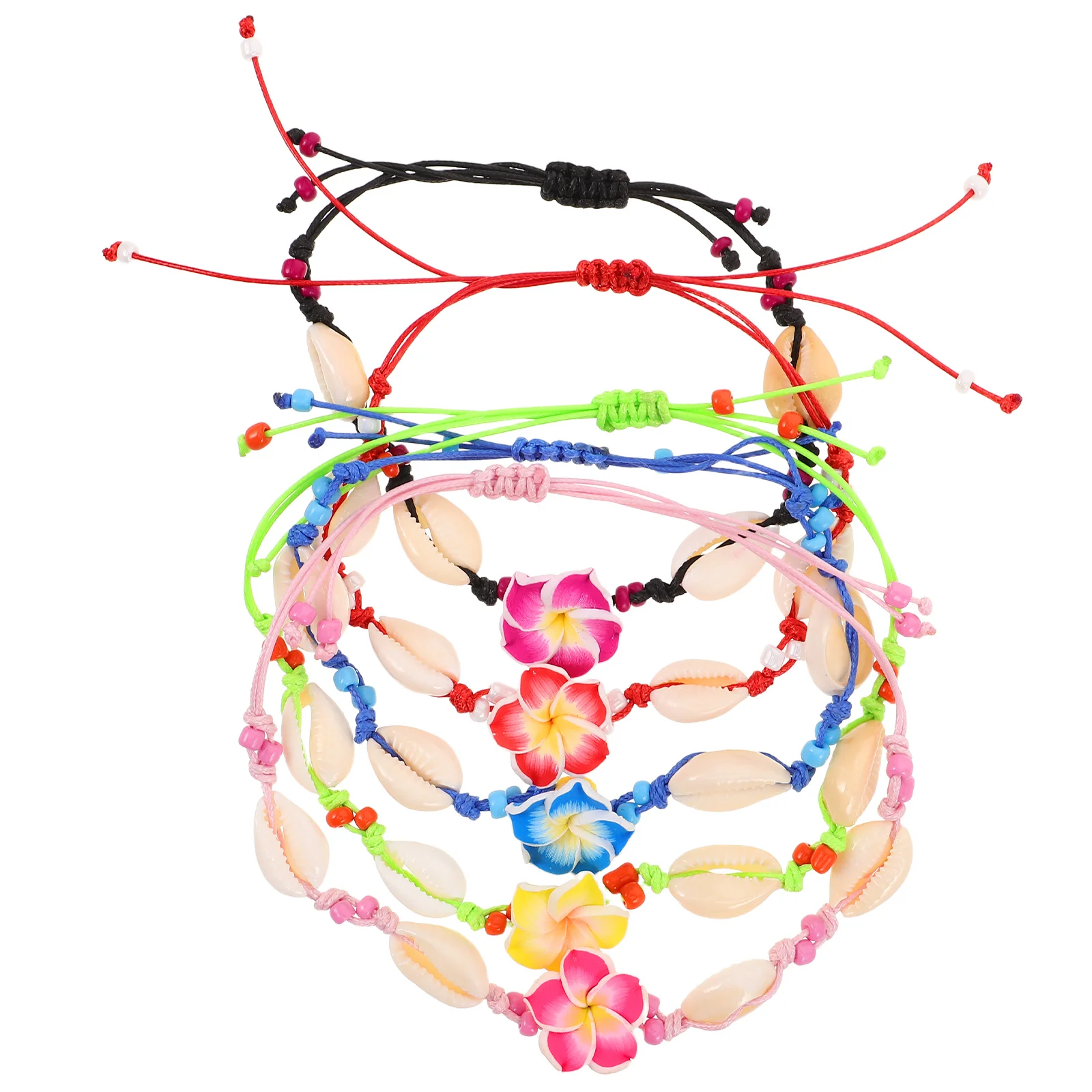 

5Pcs Beach Inspired Shell Craft Braided Bracelets for Women Summer Vacation Tropical Stretch Bracelet Set