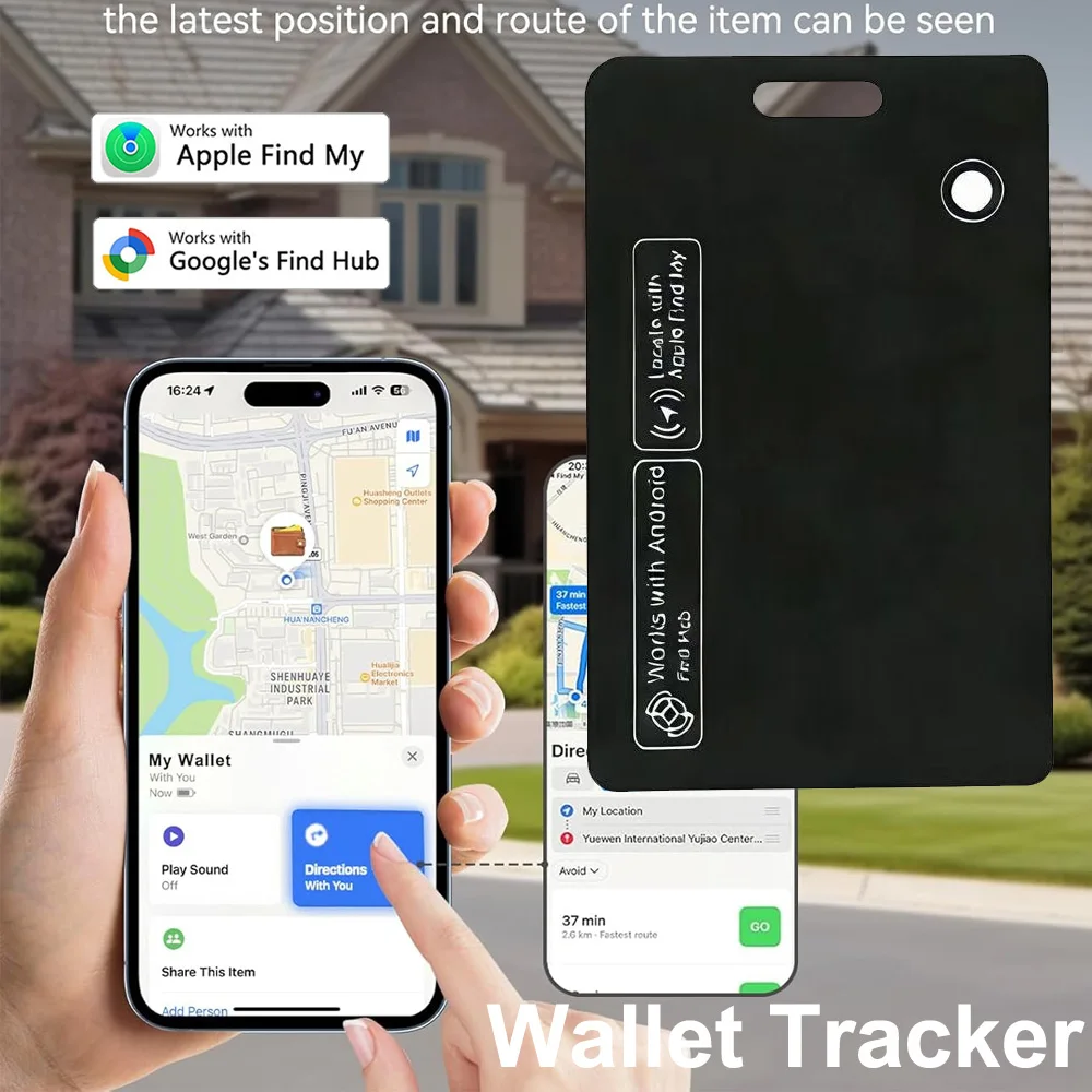

Ультратонкий трекер для кошелька, совместимый с IOS Find My и Android Google Find Hub, беспроводная зарядка, Bluetooth, устройство для поиска вещей.