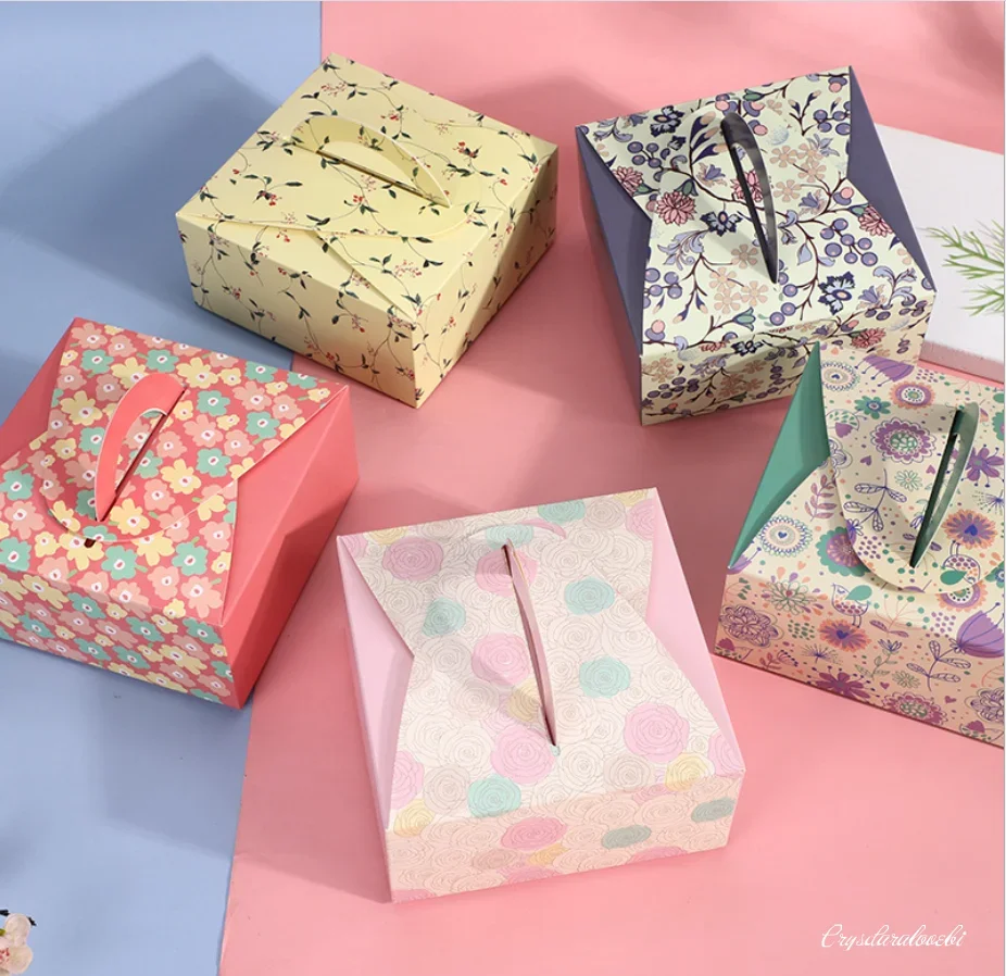 

10pcs Puff Small Cake Packing Box Handmade Biscuit Candy Chocolates Snack Packing Handmade Baby Show Wedding Supplies