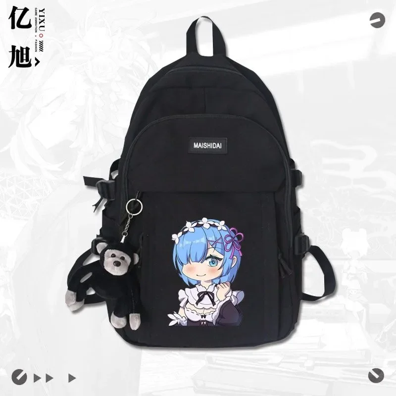 30×44×13cm Black White Green Red, Re:Life in a different world from zero, Kids Teens School Bags, Anime Backpacks Girls Boys