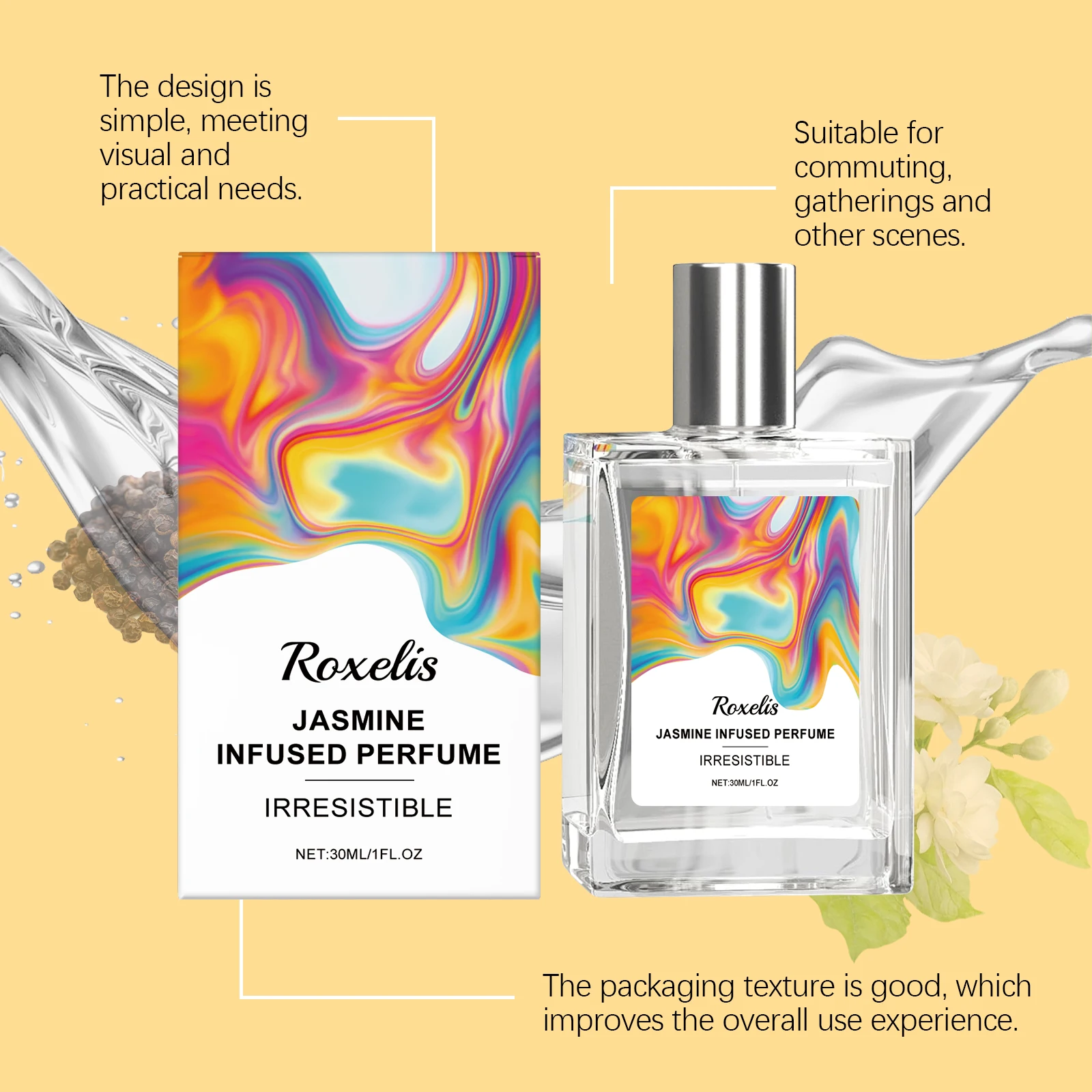 น้ำหอมกลิ่นมะลิสดชื่นสำหรับผู้หญิง กลิ่นหอมติดทนนาน กลิ่นดอกไม้ ฟีโรโมน ระงับกลิ่นกาย สดชื่น เหมาะสำหรับเดทและออกเดท น้ำหอมแบบสเปรย์