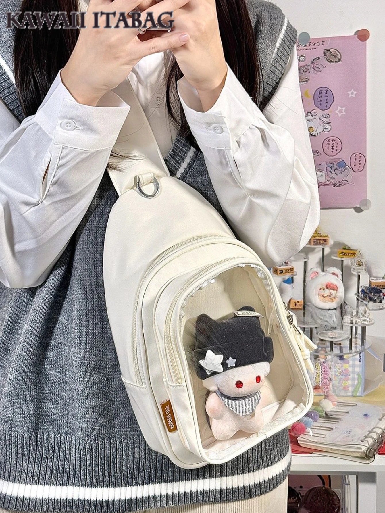 

Kawaii Japanese Itabag Girls Soft Nylon Backpack Crossbody Bags 10CM Doll Ita Bag Women With Display Plate Cross Body Sling Bag