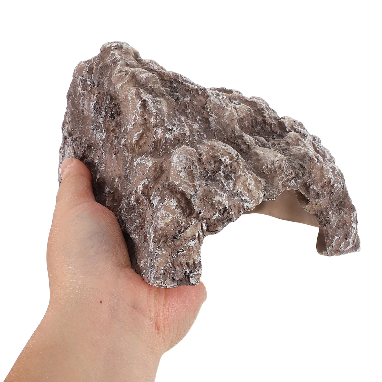 

Natural Rock Hideout Shelter Resin Aquarium Habitat Hideaway Fish Tank Decorations For Betta Shrimp Lizards Light Brown Turtle