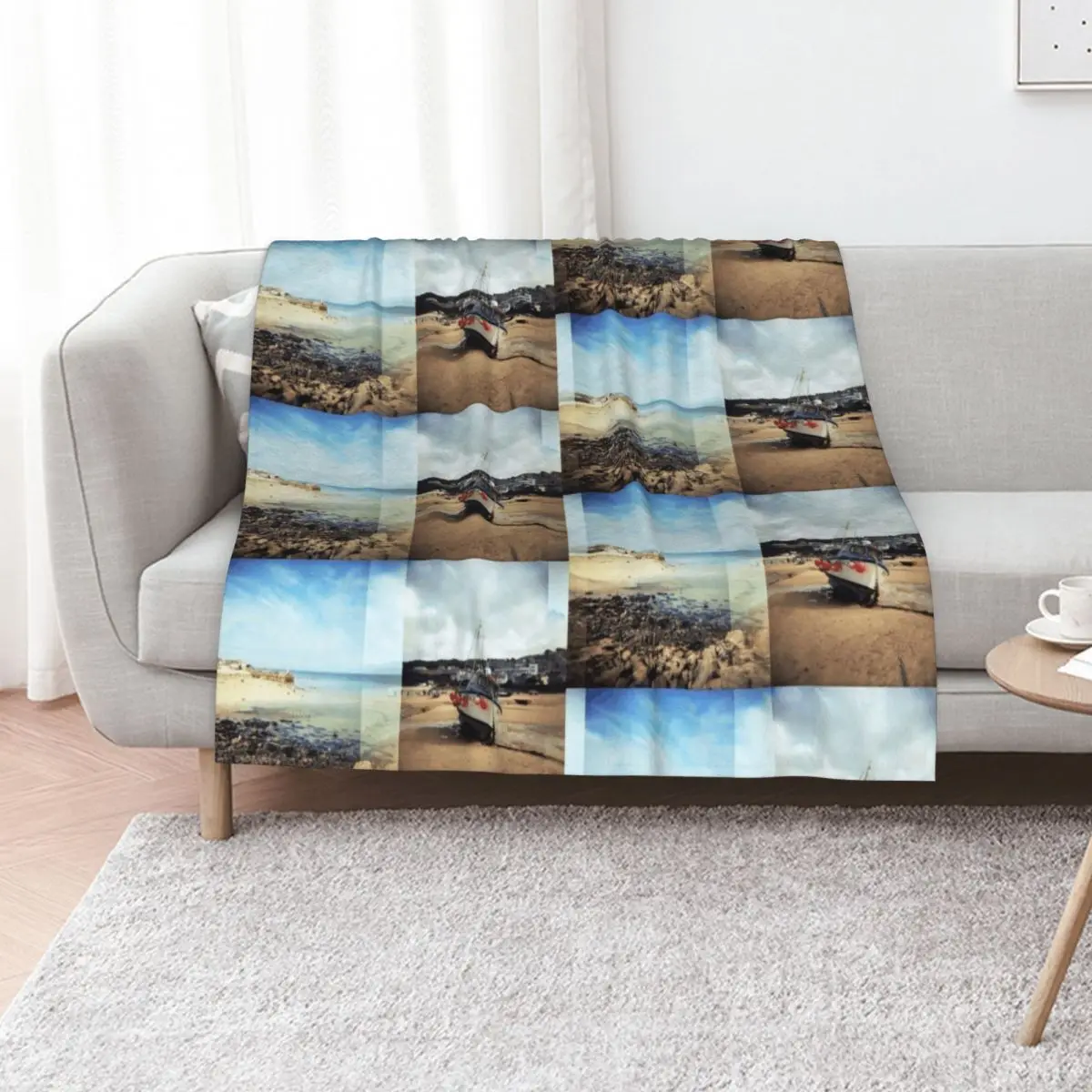 St Ives, Cornwall Throw Blanket For Decorative Sofa Retros Furrys warm for winter Beach Luxury Brand Blankets